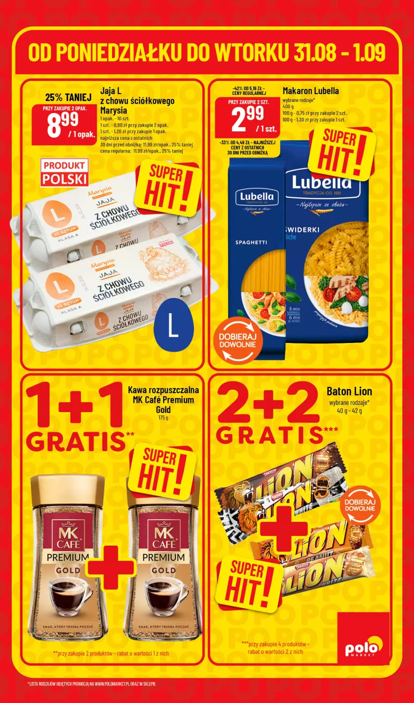 Gazetka promocyjna PoloMarket - Ulotka Superhity pon-wt - ważna 31.08 do 01.09.2026 - strona 5 - produkty: Baton, Bell, Bella, Jaja, Kawa, Kawa rozpuszczalna, Lion, Lubella, Makaron