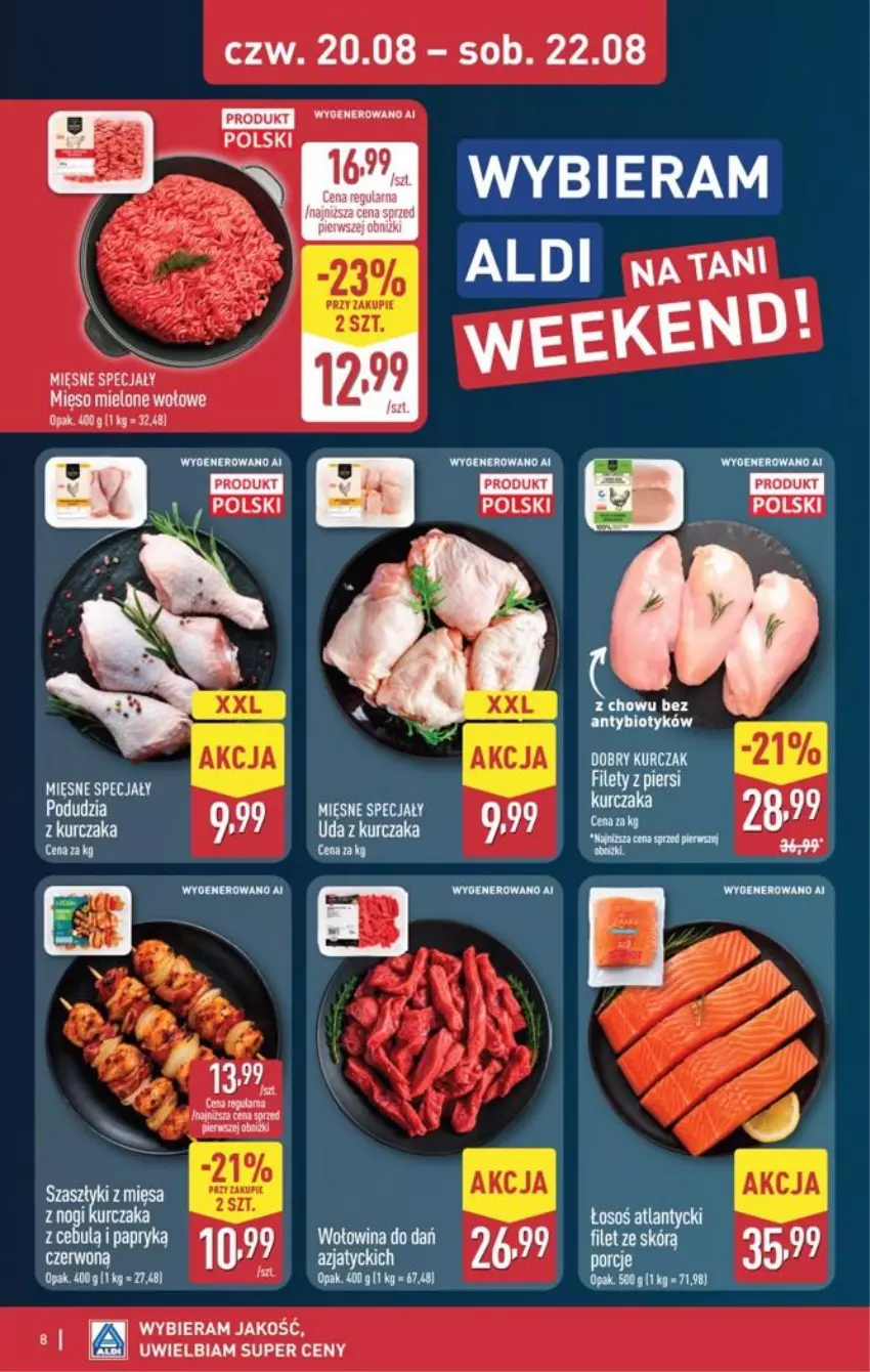 Gazetka promocyjna Aldi - Oferta weekendowa - ważna 20.08 do 22.08.2026 - strona 8 - produkty: Kurczak, Mięsne specjały, Mięso, Mięso mielone