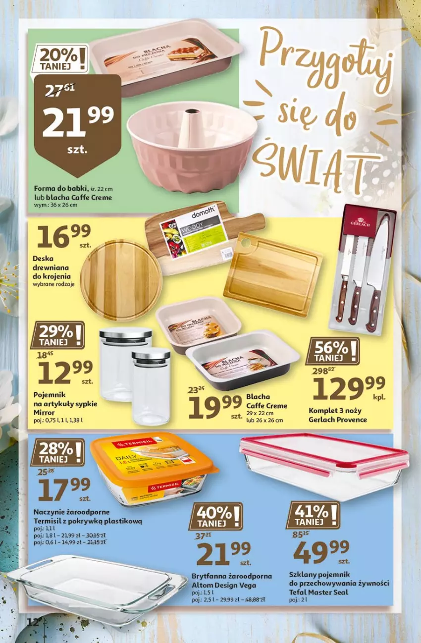 Gazetka promocyjna Auchan - Przygotuj się do Świąt Hipermarkety - ważna 18.03 do 24.03.2021 - strona 12 - produkty: Fa, Naczynie żaroodporne, Noż, Pojemnik, Por, Tefal