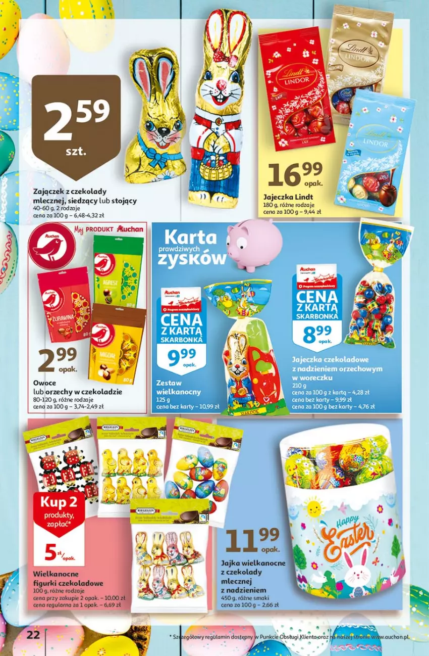 Gazetka promocyjna Auchan - Przygotuj się do Świąt Hipermarkety - ważna 18.03 do 24.03.2021 - strona 22 - produkty: Fa, Lindt, Orzechy w czekoladzie
