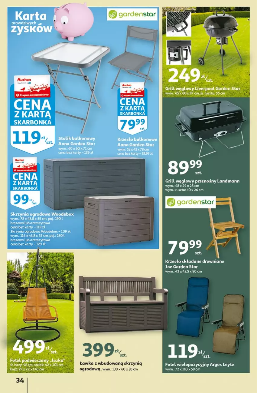 Gazetka promocyjna Auchan - Przygotuj się do Świąt Hipermarkety - ważna 18.03 do 24.03.2021 - strona 34 - produkty: Fotel, Grill, Krzesło, Krzesło składane