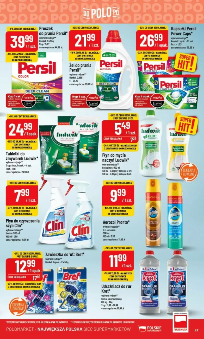 Gazetka promocyjna PoloMarket - ważna 23.08 do 29.08.2023 - strona 42 - produkty: Clin, Kret, Ludwik, Noż, Persil, Płyn do mycia, Pronto, Tablet, Tran