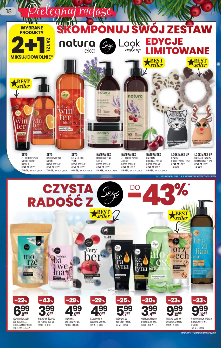 Gazetka promocyjna Drogerie Natura - Gazetka Drogerie Natura - ważna 02.12 do 15.12.2021 - strona 18 - produkty: Krem do rąk, Makijaż, Mydło, Mydło w płynie, Odżywka, Opaska, Peeling, Sól, Sól do kąpieli, Szampon