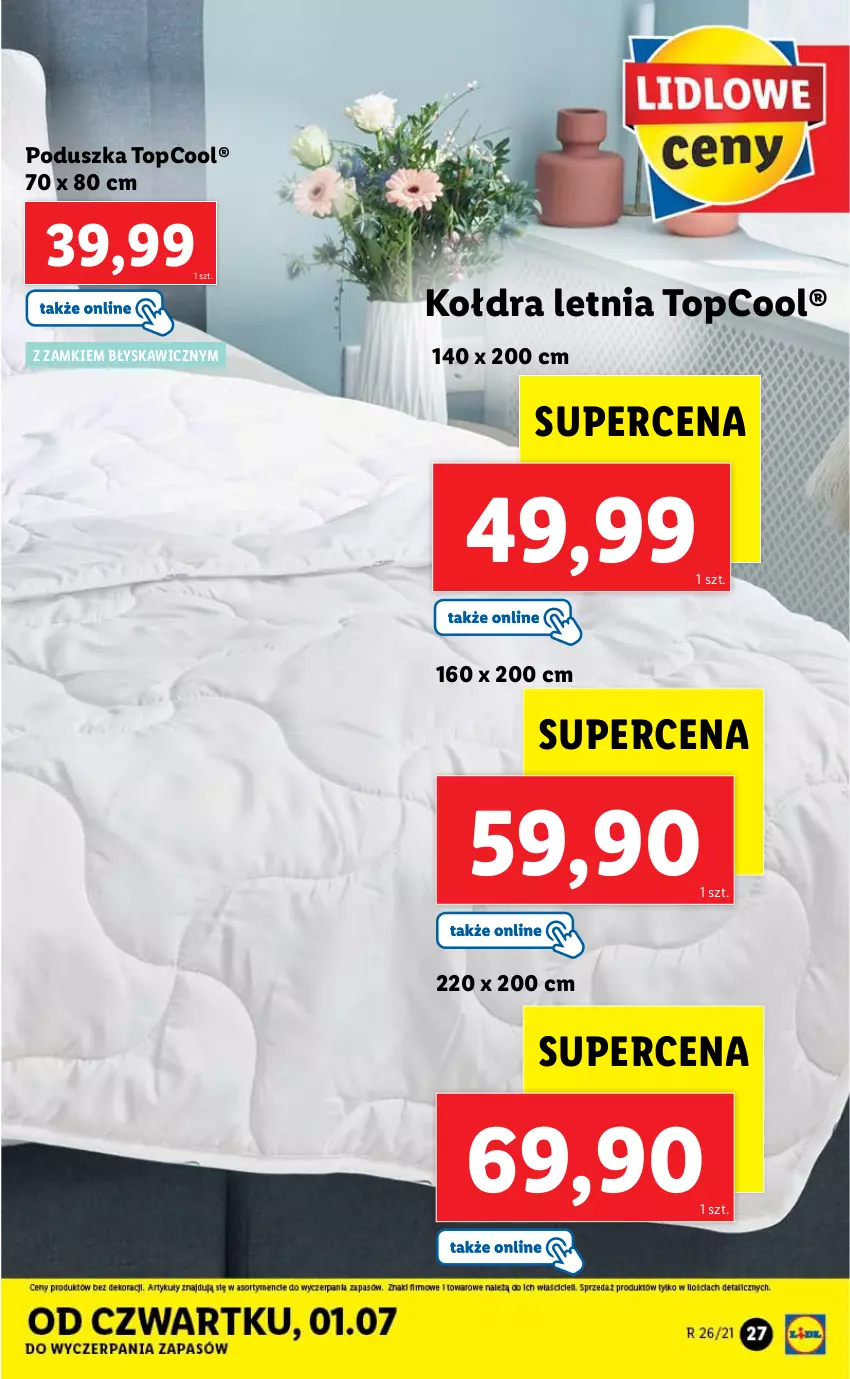 Gazetka promocyjna Lidl - GAZETKA - ważna 28.06 do 03.07.2021 - strona 27 - produkty: Kołdra, Poduszka, Top