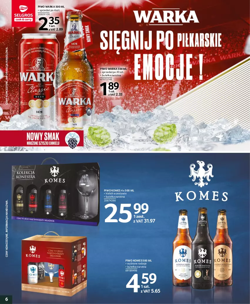 Gazetka promocyjna Selgros - Katalog Mistrzostwa Świata - ważna 03.11 do 16.11.2022 - strona 6 - produkty: Piwo, Warka