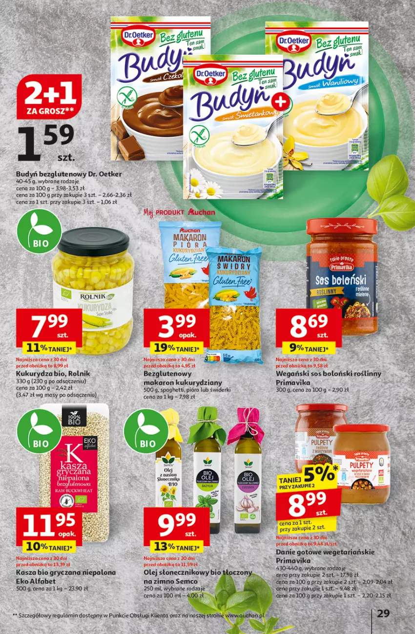 Gazetka promocyjna Auchan - Pewność Niskich Cen Hipermarket - ważna 05.09 do 11.09.2024 - strona 31 - produkty: Budyń, Danie gotowe, Dr. Oetker, Fa, Gry, Kasza, Kukurydza, Makaron, Olej, Olej słonecznikowy, Por, Prima, Primavika, Rolnik, Sos, Spaghetti