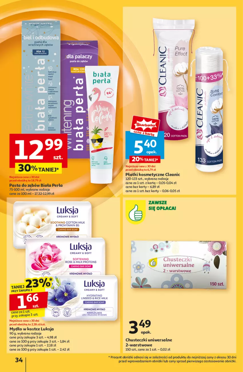 Gazetka promocyjna Auchan - Pewność Niskich Cen Hipermarket - ważna 05.09 do 11.09.2024 - strona 36 - produkty: Chusteczki, Cleanic, Koc, Luksja, Mydło, Pasta do zębów, Perła, Płatki kosmetyczne, Ryż