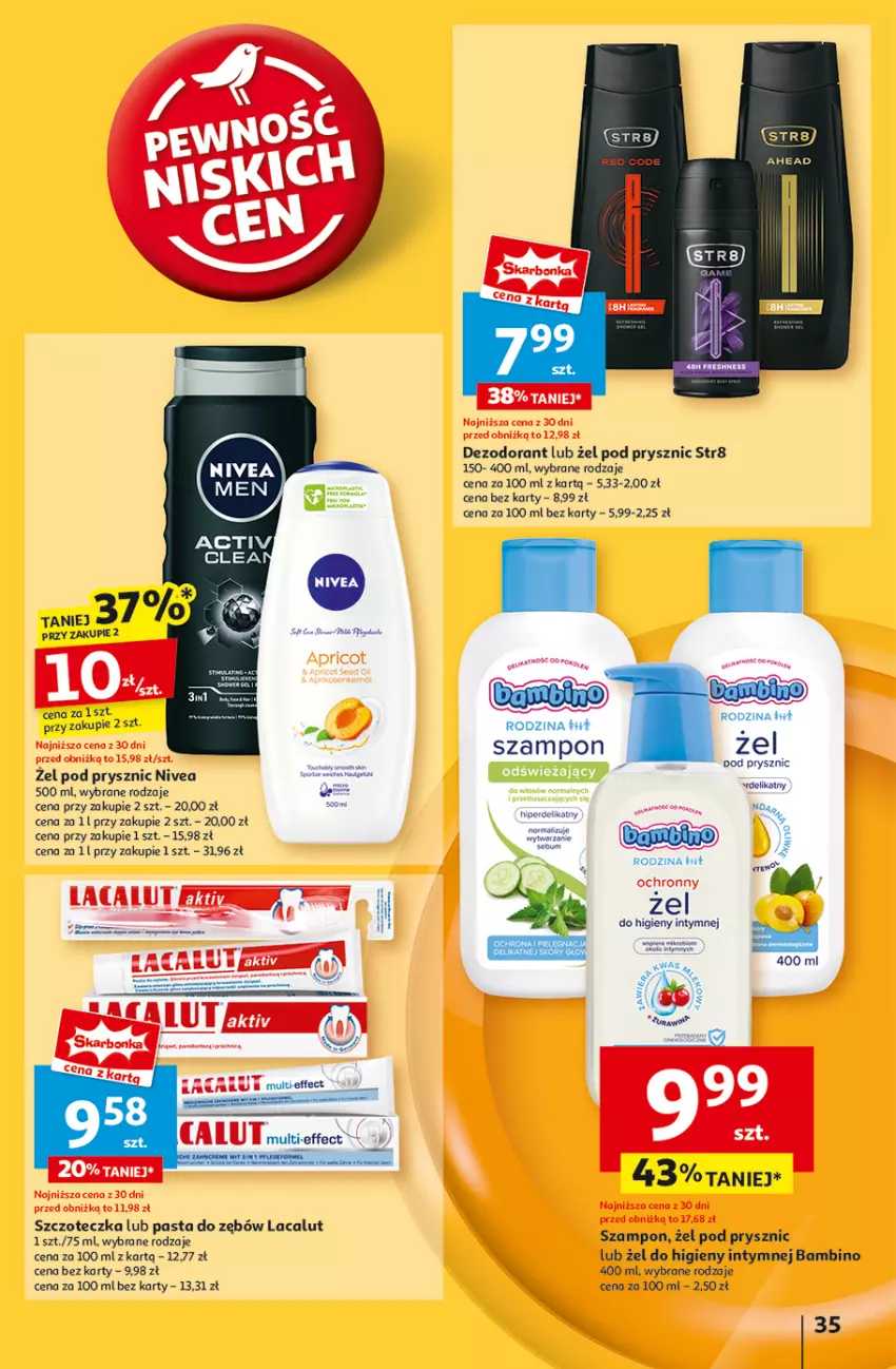 Gazetka promocyjna Auchan - Pewność Niskich Cen Hipermarket - ważna 05.09 do 11.09.2024 - strona 37 - produkty: Dezodorant, Fa, Lacalut, Nivea, Pasta do zębów, Por, Sos, Str8, Szampon, Szczoteczka