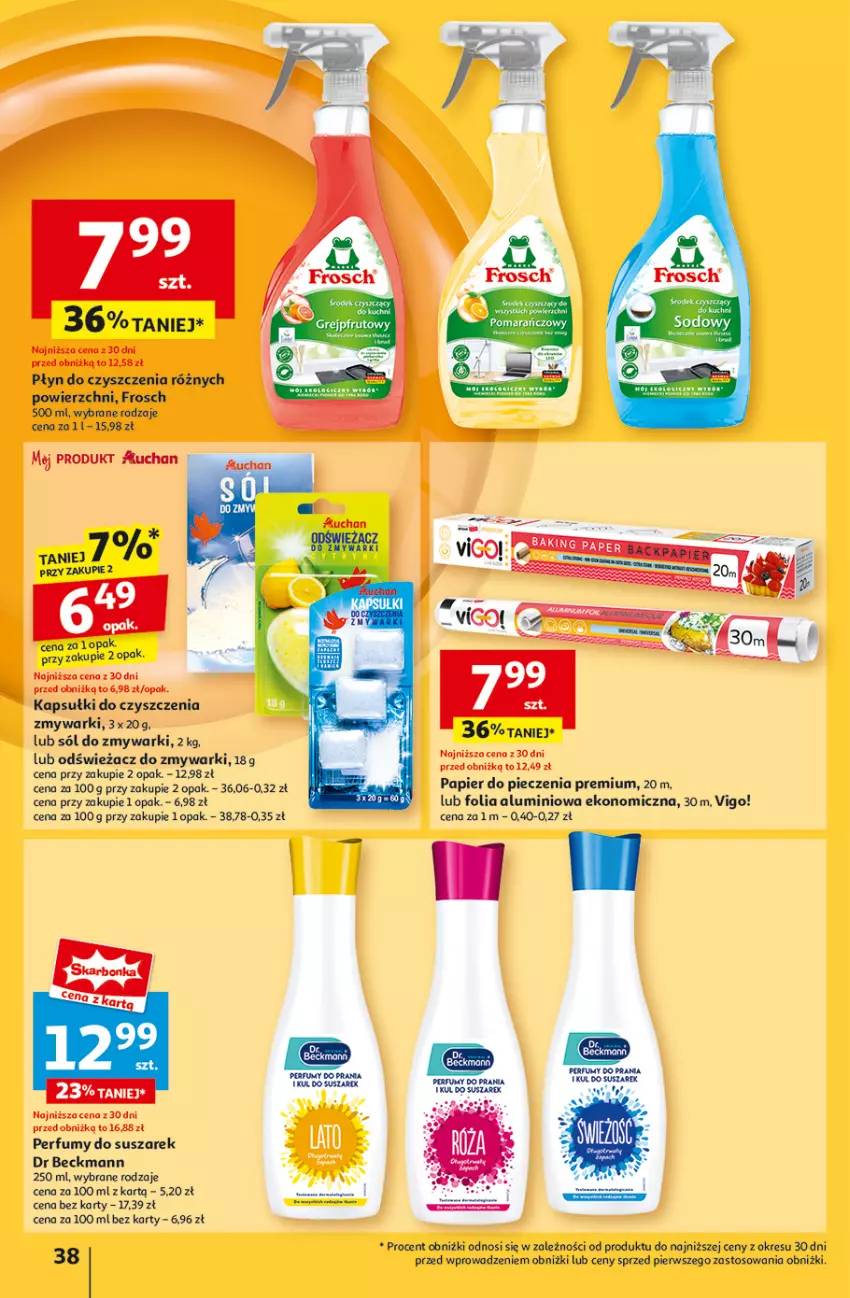 Gazetka promocyjna Auchan - Pewność Niskich Cen Hipermarket - ważna 05.09 do 11.09.2024 - strona 40 - produkty: Fa, Folia aluminiowa, Frosch, Grejpfrut, Odświeżacz do zmywarki, Papier, Papier do pieczenia, Perfum, Piec, Sól, Zmywarki