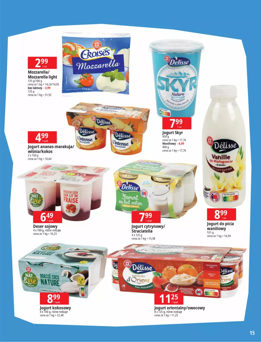 Gazetka promocyjna E Leclerc - ważna 13.02 do 24.02.2024 - strona 15 - produkty: Ananas, Deser, Fa, Jogurt, Kokos, Mozzarella, Ser