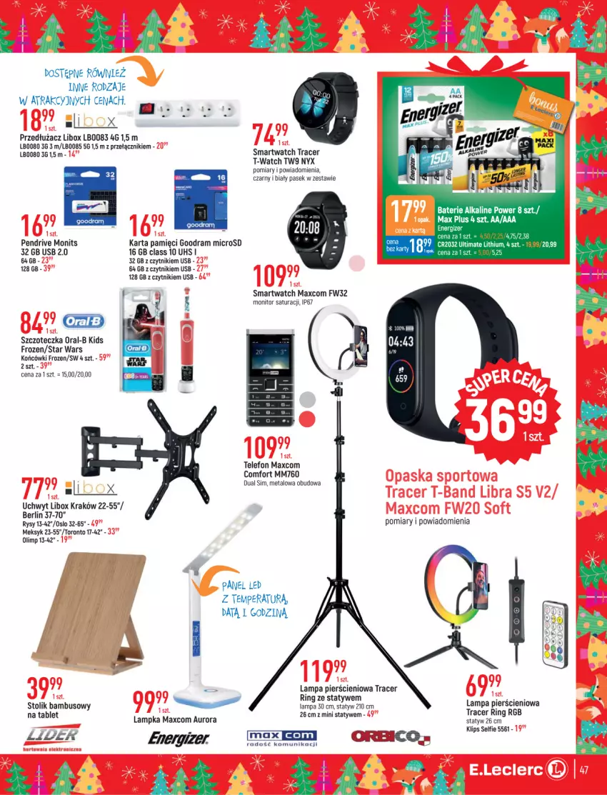 Gazetka promocyjna E Leclerc - ważna 08.11 do 03.12.2022 - strona 47 - produkty: Acer, Energizer, Frozen, Karta pamięci, Lampa, Monitor, Pasek, Pendrive, Smartwatch, Star Wars, Stolik, Szczoteczka, Tablet, Telefon