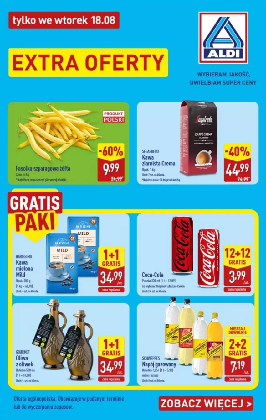 Gazetka promocyjna Aldi - Extra oferty - ważna 18.08 do 18.08.2026 - strona 1 - produkty: Coca-Cola, Fa, Gra, Kawa, Kawa mielona, LG, Napój, Napój gazowany