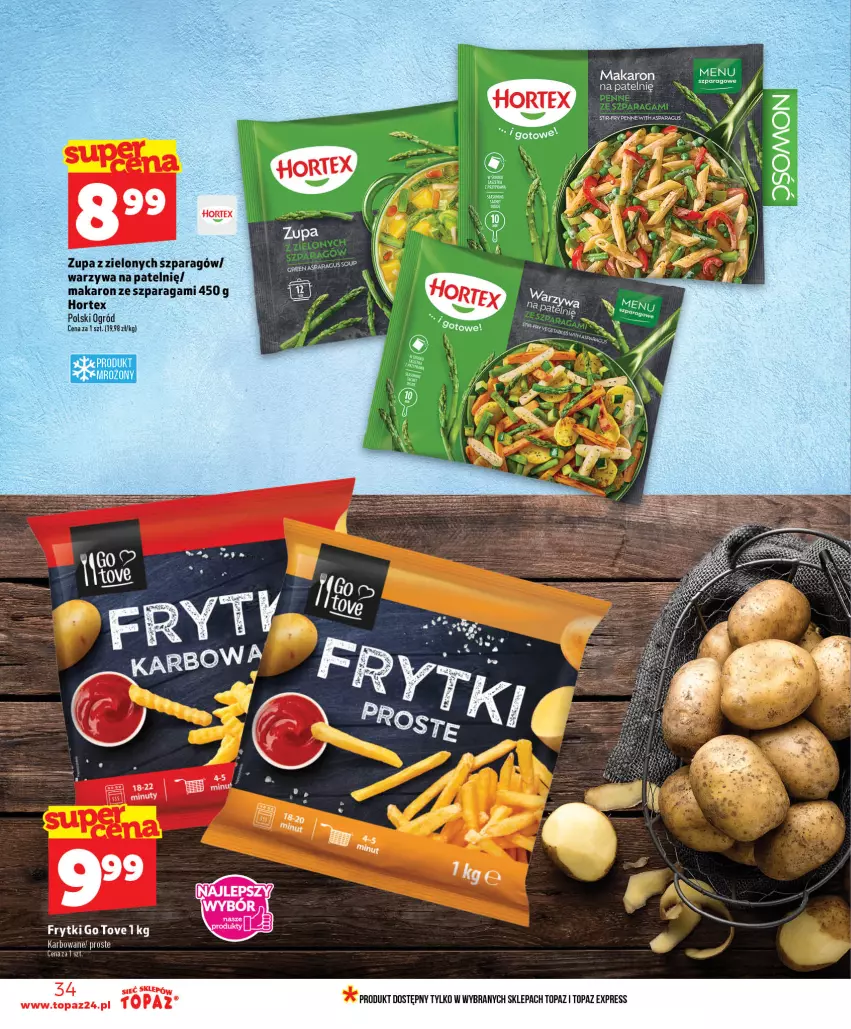 Gazetka promocyjna Topaz - Gazetka - ważna 01.07 do 16.07.2026 - strona 34 - produkty: Frytki, Hortex, Makaron, Nuty, Ogród, Top, Warzywa, Zupa