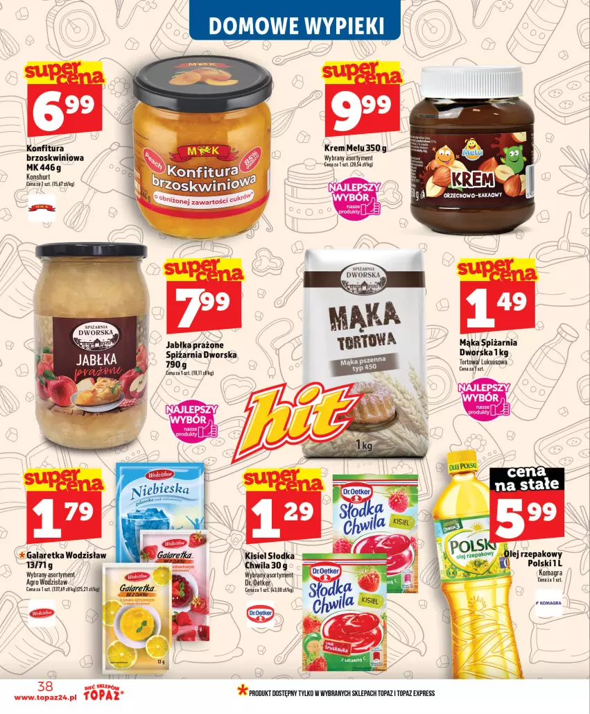 Gazetka promocyjna Topaz - Gazetka - ważna 01.07 do 16.07.2026 - strona 38 - produkty: Fa, Gala, Galaretka, Gra, Jabłka, Jabłka prażone, Kisiel, Konfitura, Mąka, Mąka pszenna, Top