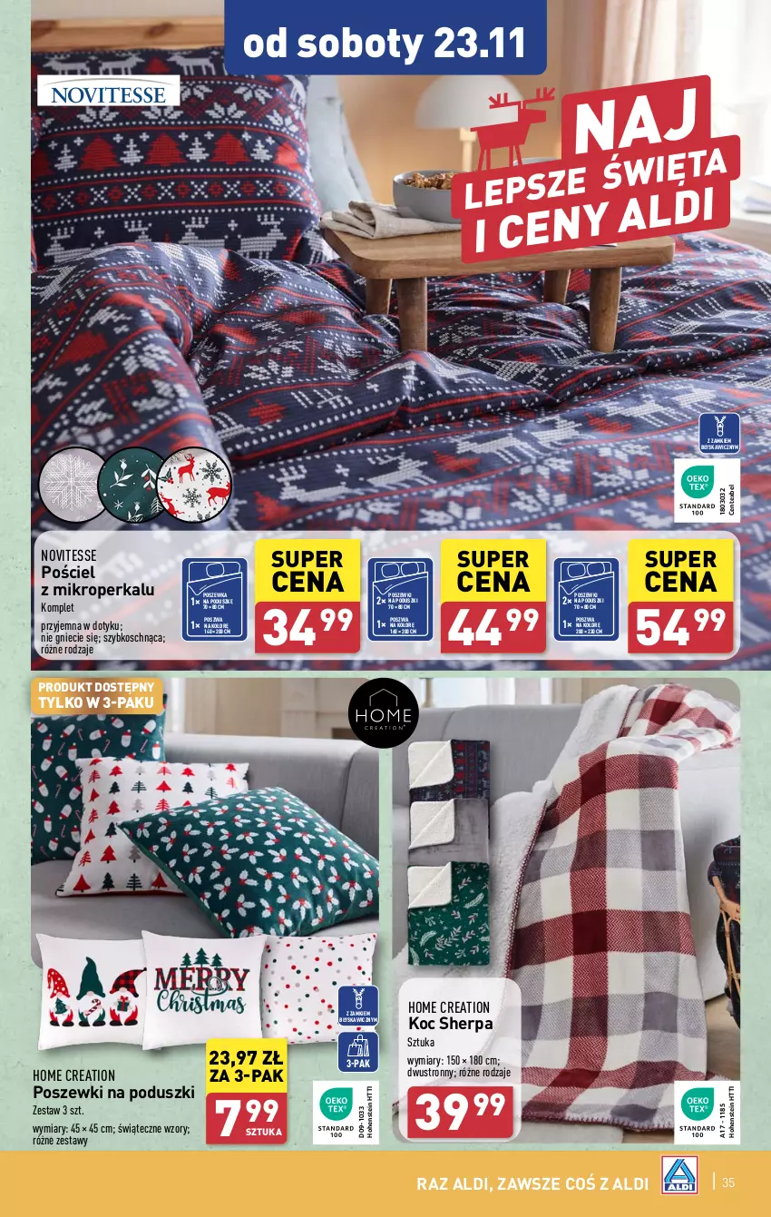 Gazetka promocyjna Aldi - Pełna oferta - ważna 18.11 do 23.11.2024 - strona 35 - produkty: Koc, Pościel, Poszewka