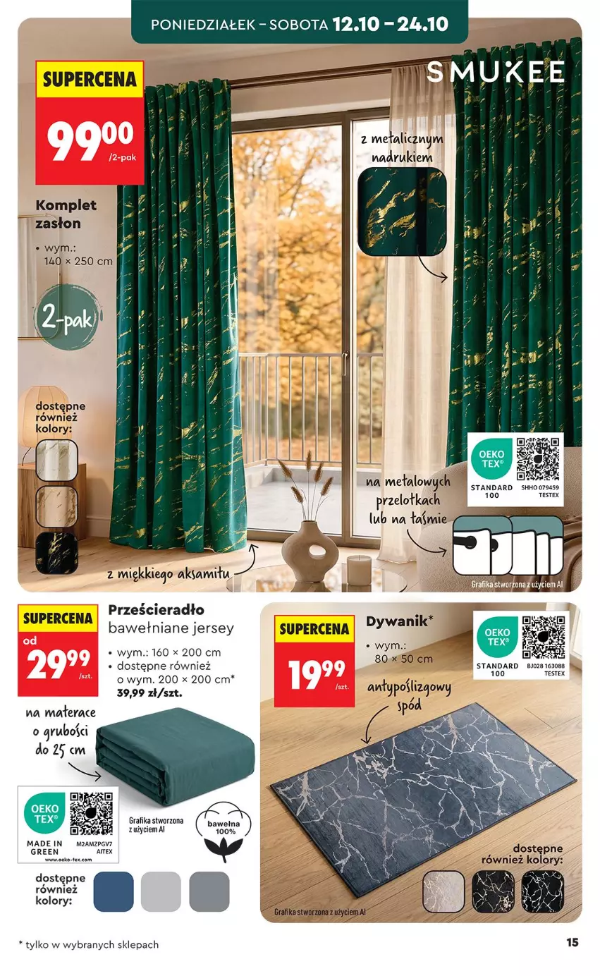 Gazetka promocyjna Biedronka - Okazje Tygodnia - ważna 10.10 do 24.10.2026 - strona 15 - produkty: Dywan, Dywanik, Gra, Grafika, Materac, Prześcieradło, Sos, Tera, Wełna
