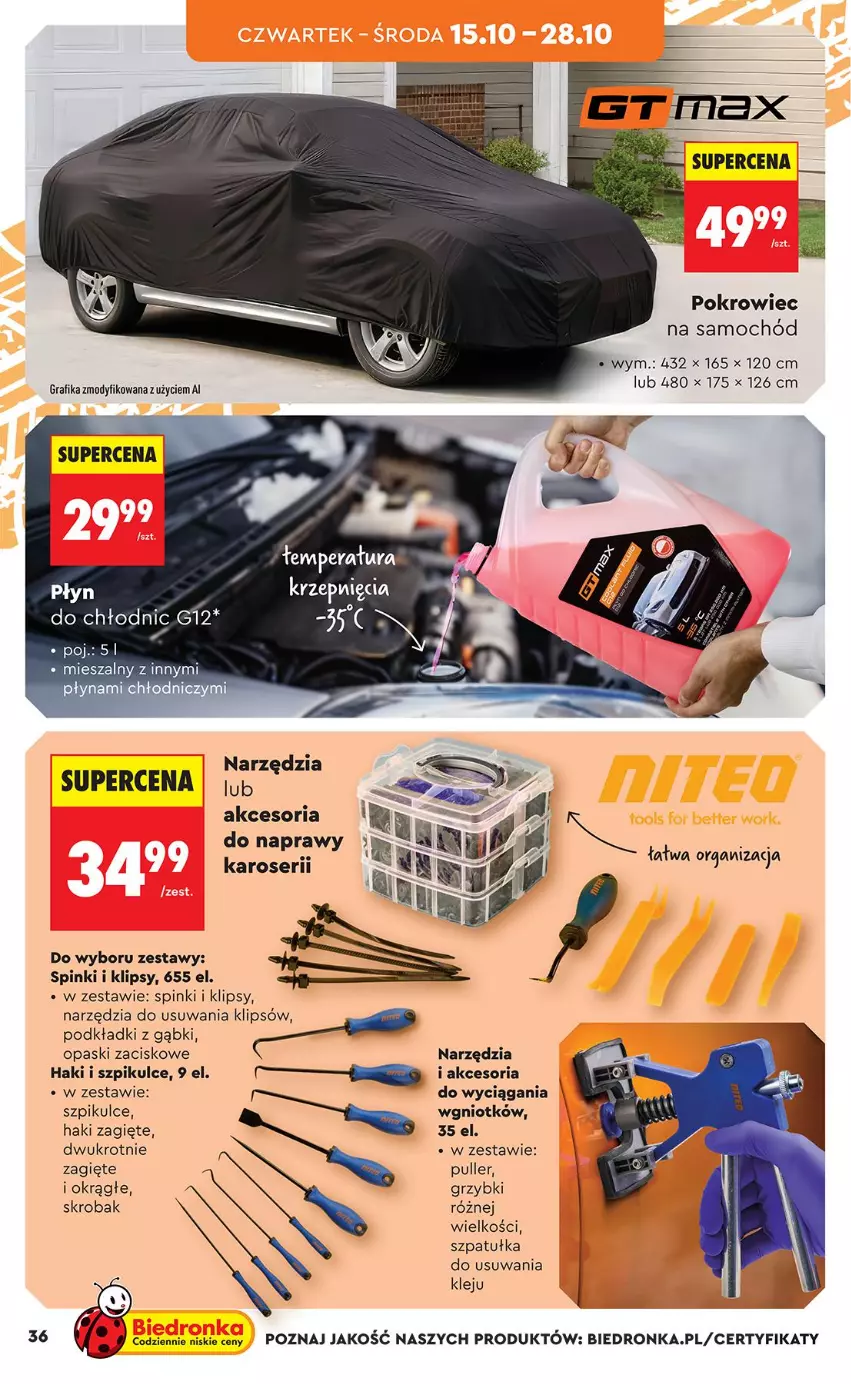 Gazetka promocyjna Biedronka - Okazje Tygodnia - ważna 10.10 do 24.10.2026 - strona 36 - produkty: Klej, Podkład, Pokrowiec, Pokrowiec na samochód, Samochód, Ser