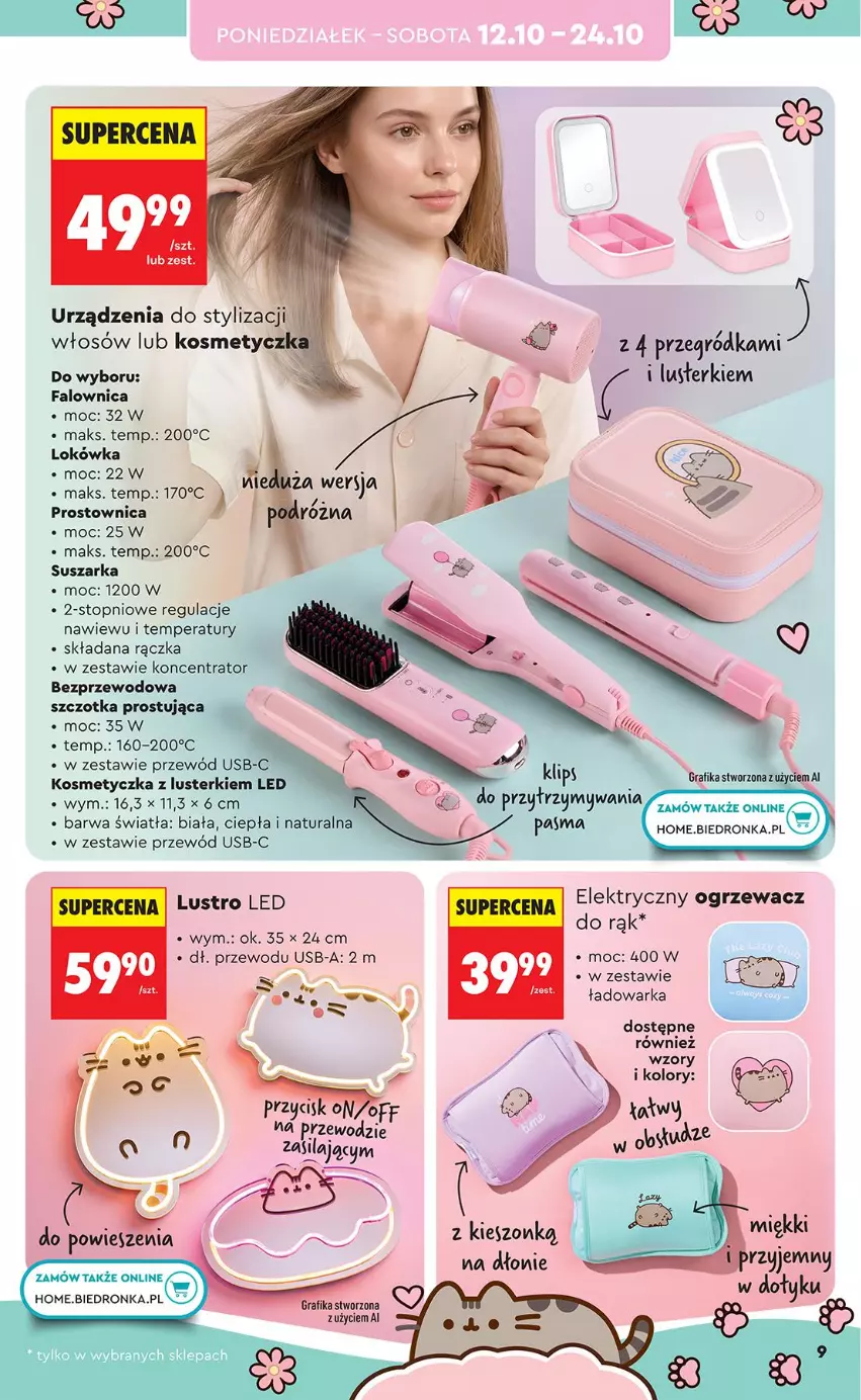 Gazetka promocyjna Biedronka - Okazje Tygodnia - ważna 10.10 do 24.10.2026 - strona 9 - produkty: Fa, Gra, Grafika, Kosmetyczka, Lokówka, Lustro, Lustro LED, Przewód, Suszarka, Szczotka, Top, Warka