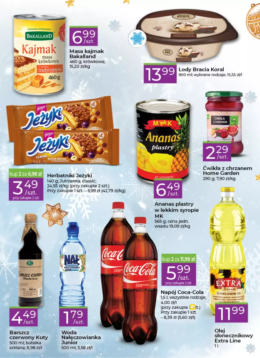 Gazetka promocyjna Stokrotka - Stokrotka Express - ważna 15.12 do 21.12.2022 - strona 3 - produkty: Ananas, Bakalland, Chrzan, Coca-Cola, Herbatniki, Jeżyki, Jutrzenka, LANA, Lody, Nałęczowianka, Napój, Syrop, Woda