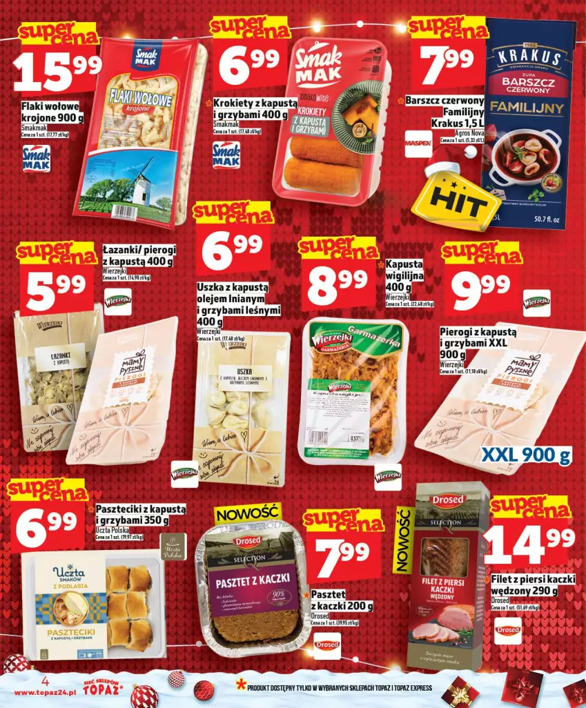 Gazetka promocyjna Topaz - Gazetka - ważna 18.12 do 23.12.2025 - strona 4 - produkty: BIC, Filet z piersi kaczki, Pasztet