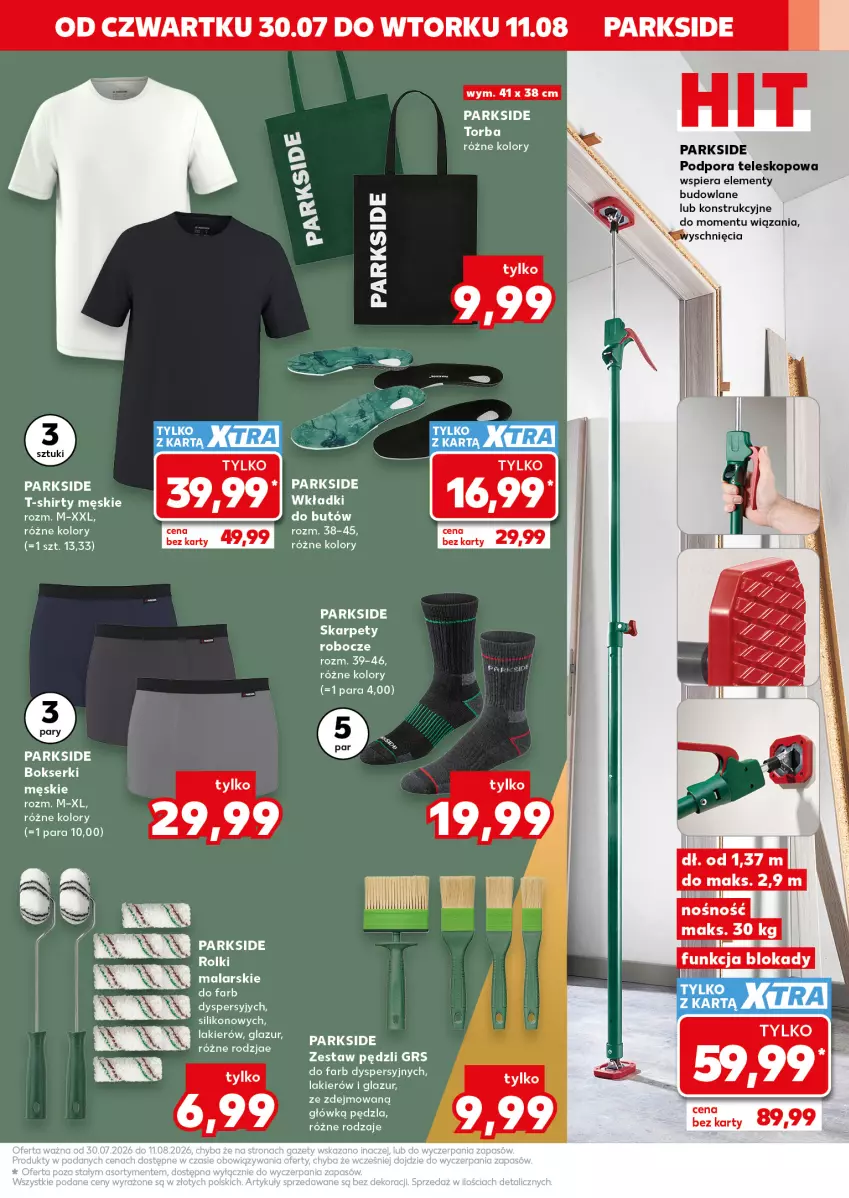 Gazetka promocyjna Kaufland - Kaufland - ważna 30.07 do 11.08.2026 - strona 11 - produkty: Bokserki, Fa, Karp, Lakier, Lazur, Parkside, Por, Ser, T-shirt, Teleskop, Torba, Zestaw pędzli