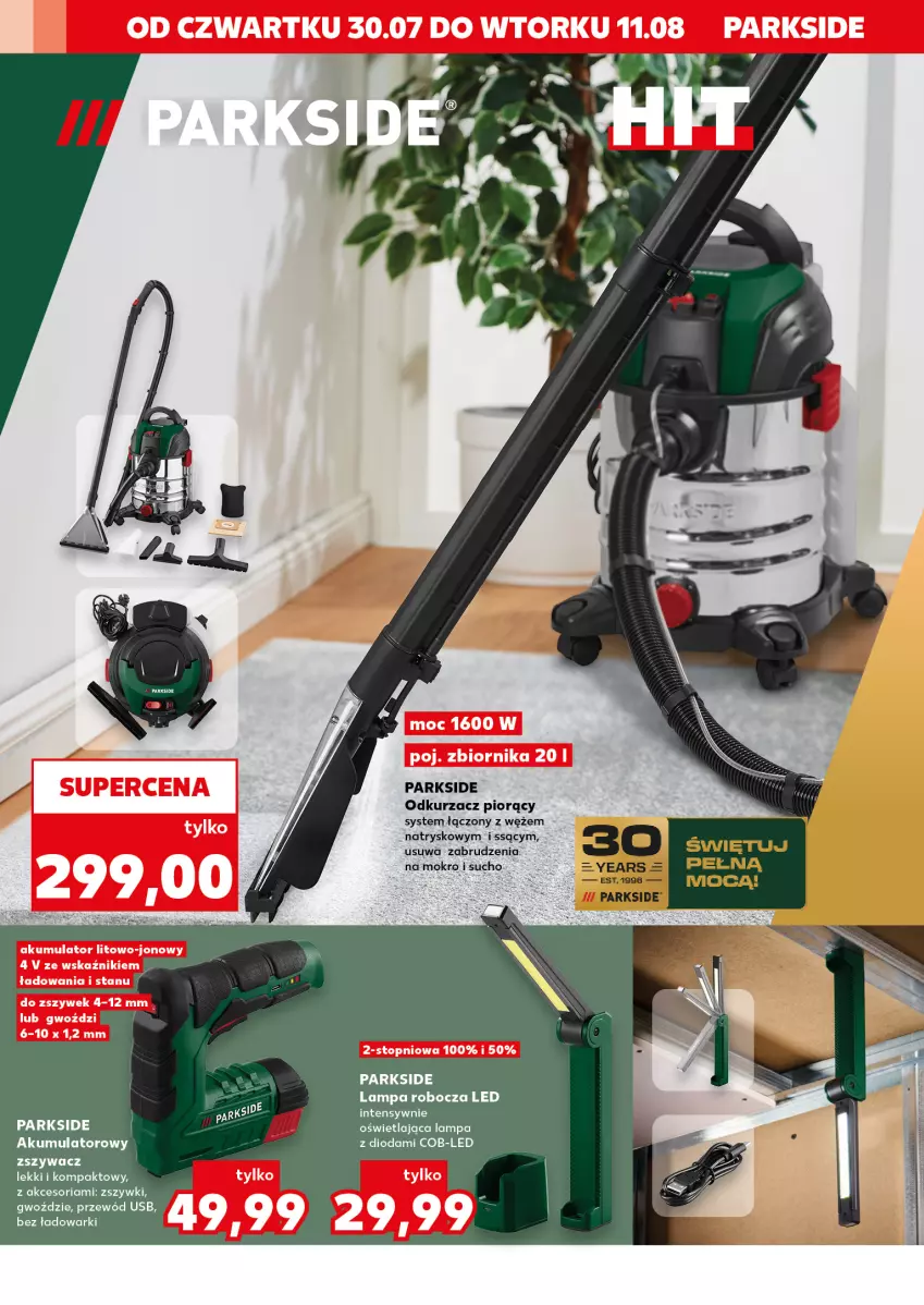 Gazetka promocyjna Kaufland - Kaufland - ważna 30.07 do 11.08.2026 - strona 8 - produkty: Akumulator, Lampa, Lampa robocza LED, Odkurzacz, Parkside, Przewód