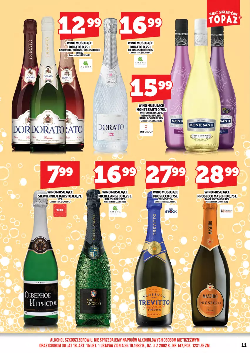 Gazetka promocyjna Topaz - Gazetka - ważna 15.05 do 31.05.2026 - strona 13 - produkty: Fa, Gin, Lack, Monte, Mus, Prosecco, Wino, Wino musujące