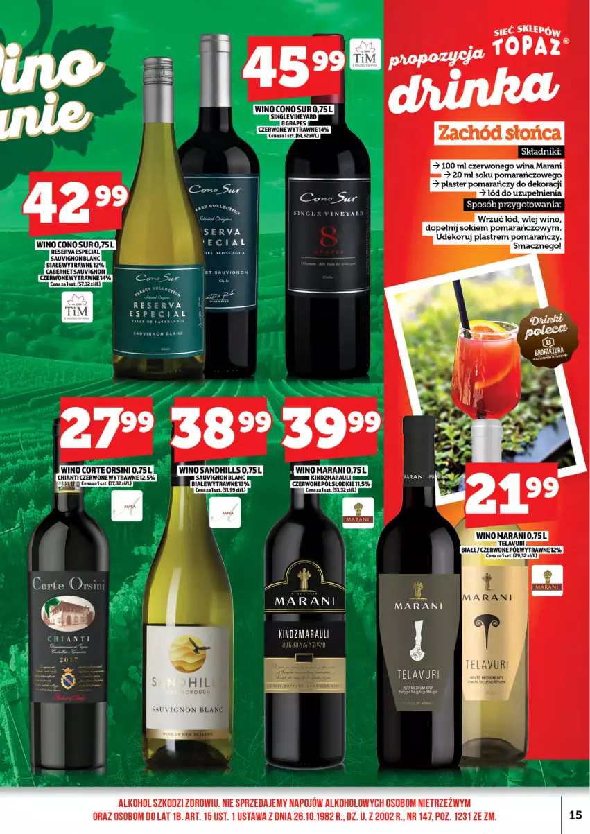 Gazetka promocyjna Topaz - Gazetka - ważna 15.05 do 31.05.2026 - strona 17 - produkty: Fa, Goal, Sauvignon Blanc, Ser, Sok, Wino