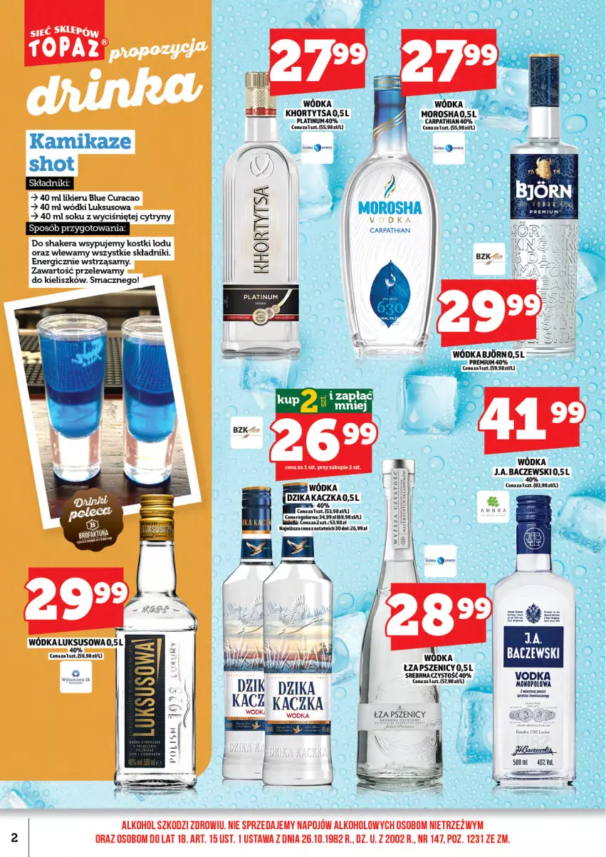 Gazetka promocyjna Topaz - Gazetka - ważna 15.05 do 31.05.2026 - strona 4 - produkty: Cytryny, Kaczka, Likier, Sok, Wódka