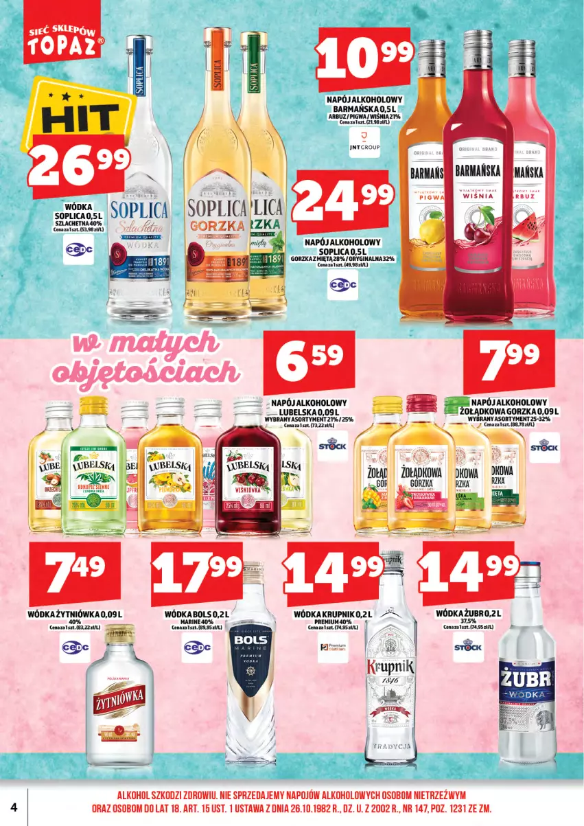 Gazetka promocyjna Topaz - Gazetka - ważna 15.05 do 31.05.2026 - strona 6 - produkty: Arbuz, Bols, Fa, Gin, Krupnik, Napój, Soplica, Stock, Wódka