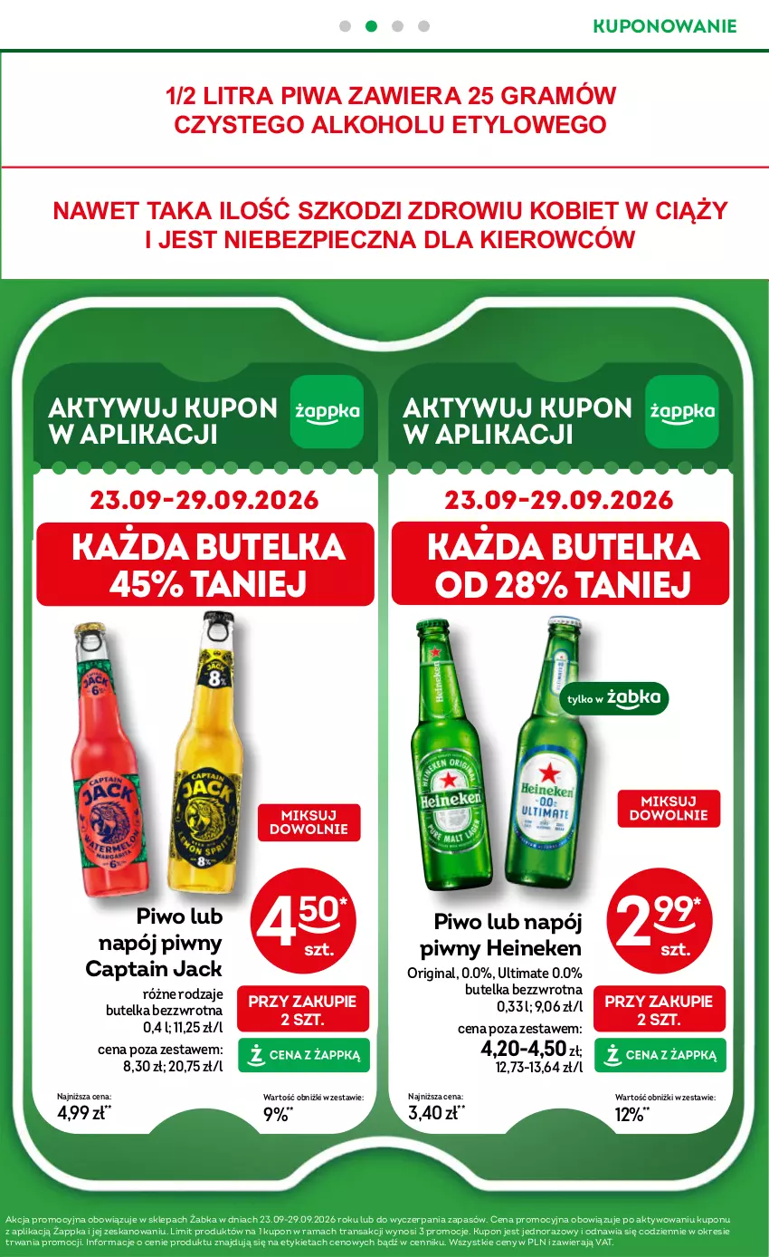 Gazetka promocyjna Żabka - gazetka-promocyjna-39-40-2026 - ważna 23.09 do 06.10.2026 - strona 45 - produkty: Captain Jack, Gin, Gra, Heineken, Napój, Piec, Piwa, Piwo, Rama, Tran