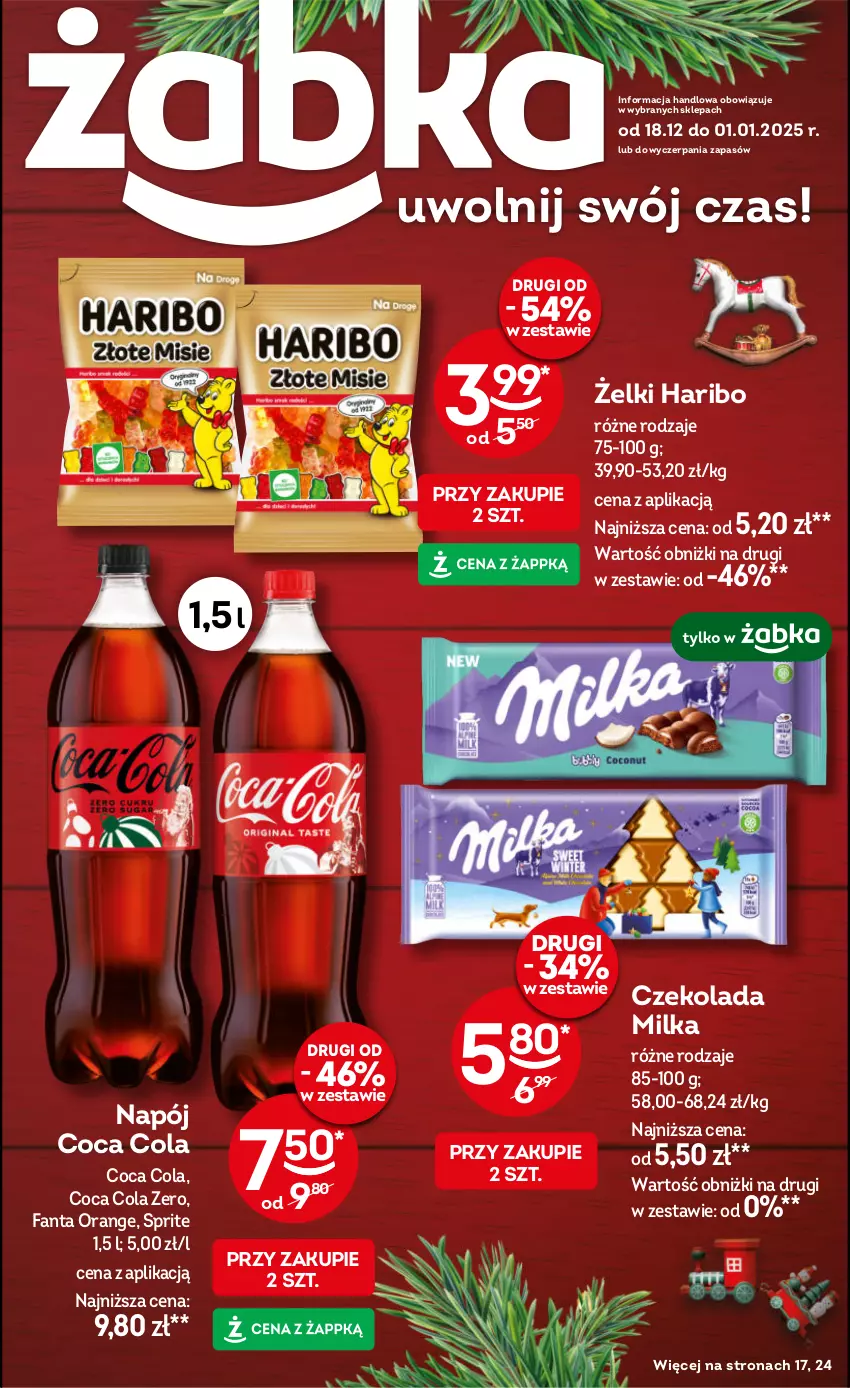 Gazetka promocyjna Żabka - ważna 18.12.2025 do 01.01.2026 - strona 1 - produkty: Czekolada, Fa, Fanta, Haribo, Milka, Napój, Sprite