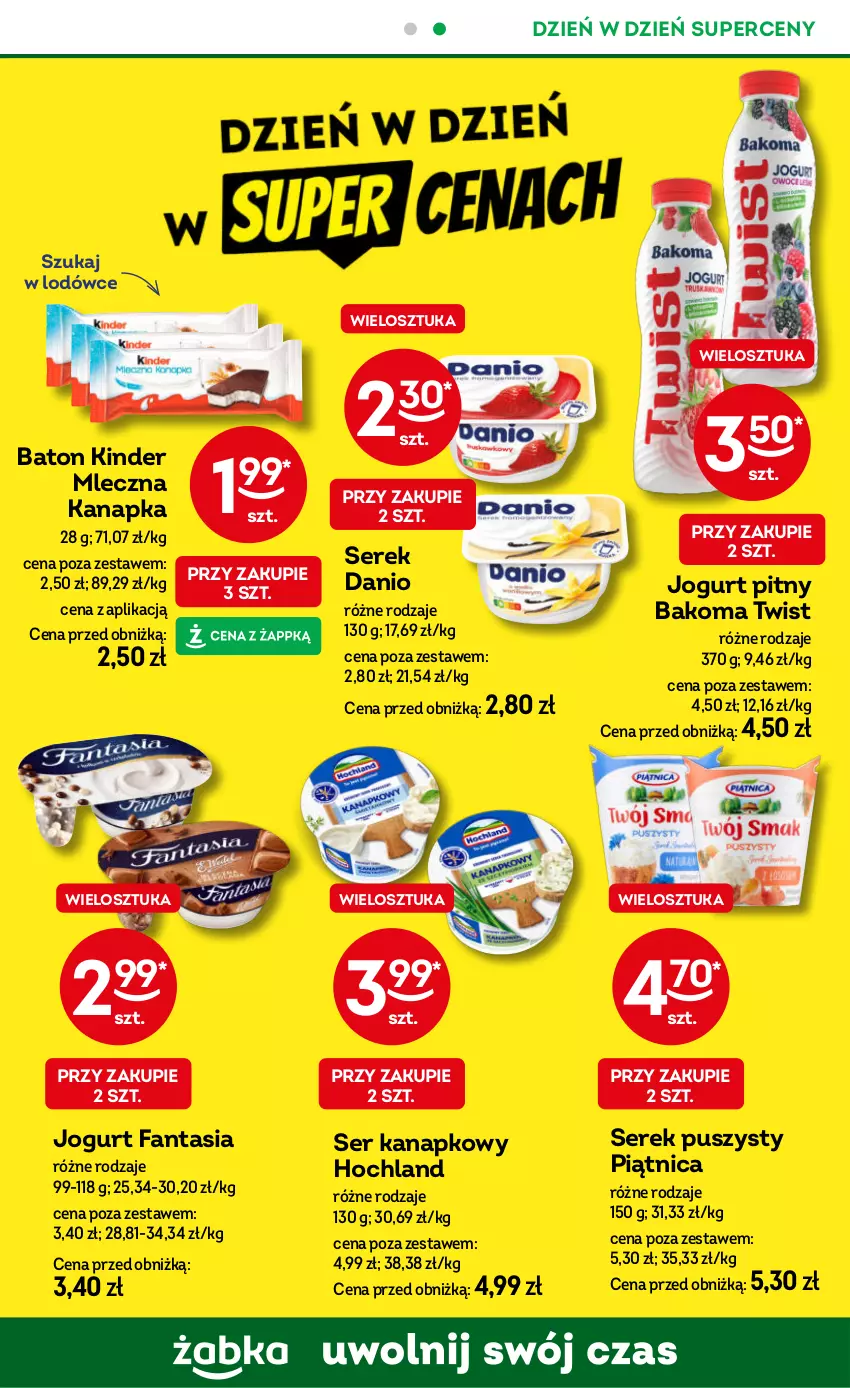 Gazetka promocyjna Żabka - ważna 18.12.2025 do 01.01.2026 - strona 49 - produkty: Bakoma, Baton, Danio, Fa, Fanta, Hochland, Jogurt, Jogurt pitny, Kinder, Mleczna kanapka, Piątnica, Ser, Serek, Serek puszysty