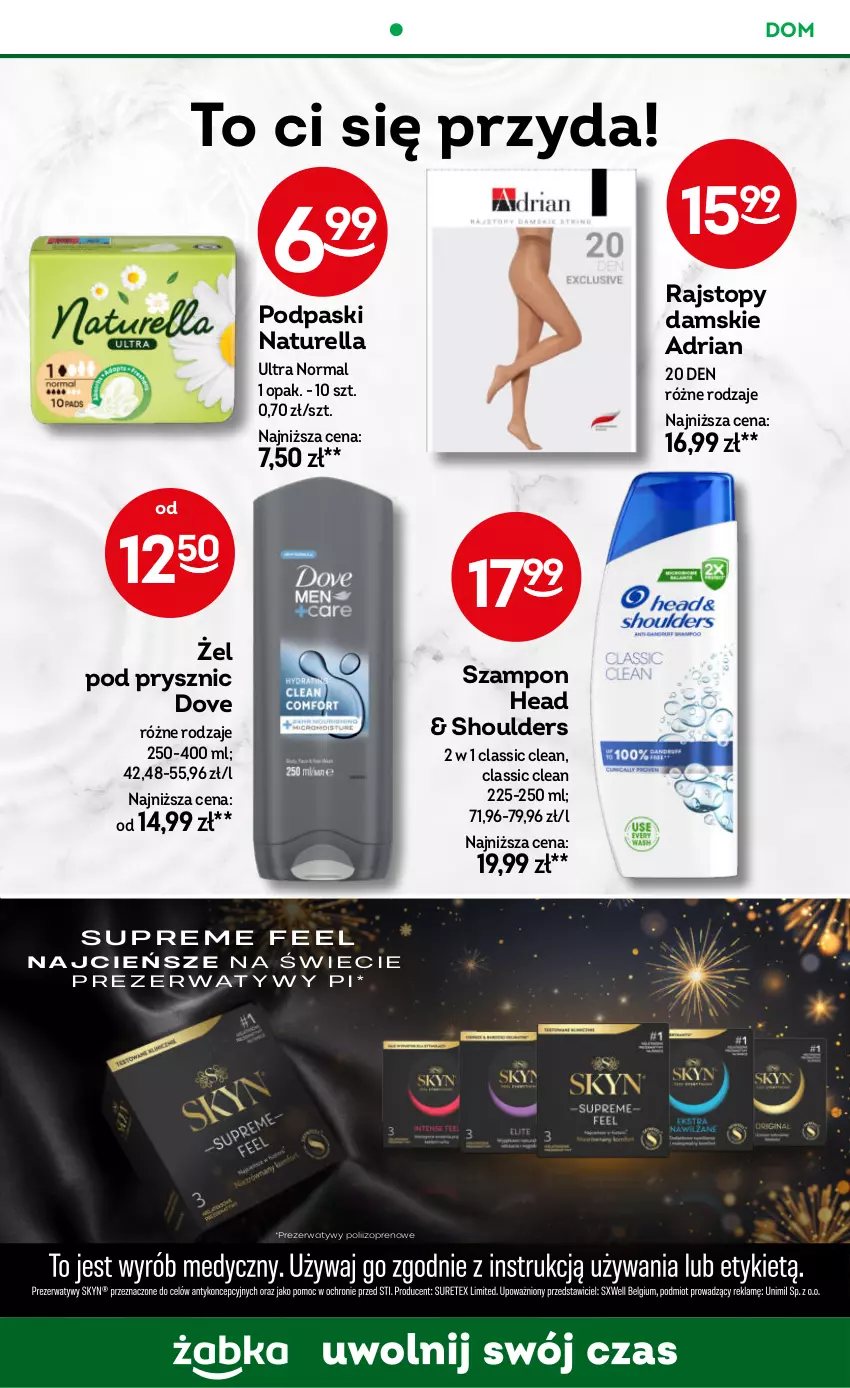 Gazetka promocyjna Żabka - ważna 18.12.2025 do 01.01.2026 - strona 68 - produkty: Dove, Naturell, Naturella, Podpaski, Prezerwatyw, Rajstopy, Szampon, Top