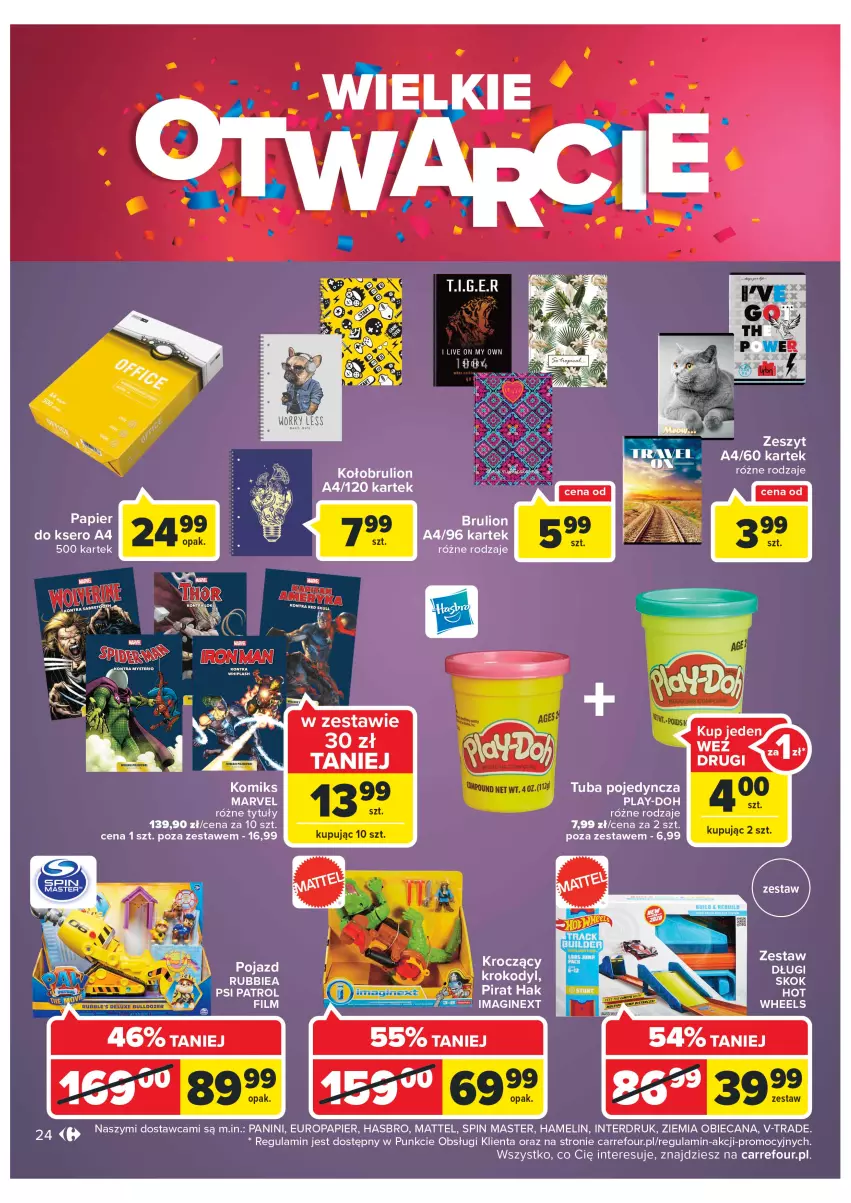 Gazetka promocyjna Carrefour - Gazetka Wielkie Otwarcie Carrefour Kielce - ważna 28.09 do 03.10.2022 - strona 24 - produkty: Gin, Hasbro, Lion, Mattel, Papier, Papier do ksero, Play-Doh, Por, Psi Patrol, Ser