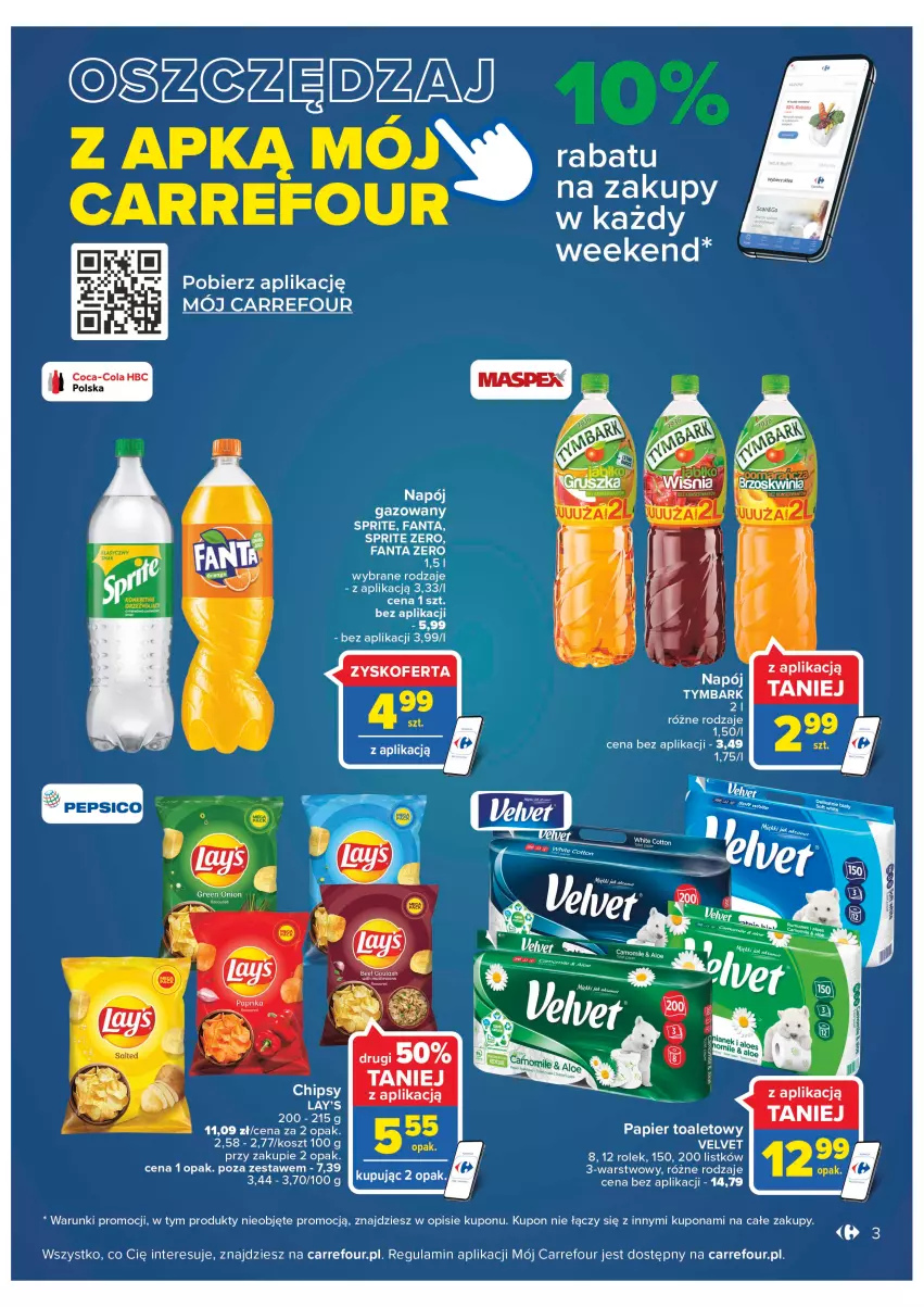 Gazetka promocyjna Carrefour - Gazetka Wielkie Otwarcie Carrefour Kielce - ważna 28.09 do 03.10.2022 - strona 3 - produkty: Chipsy, Coca-Cola, Fa, Fanta, Kosz, Papier, Papier toaletowy, Pepsi, Sprite