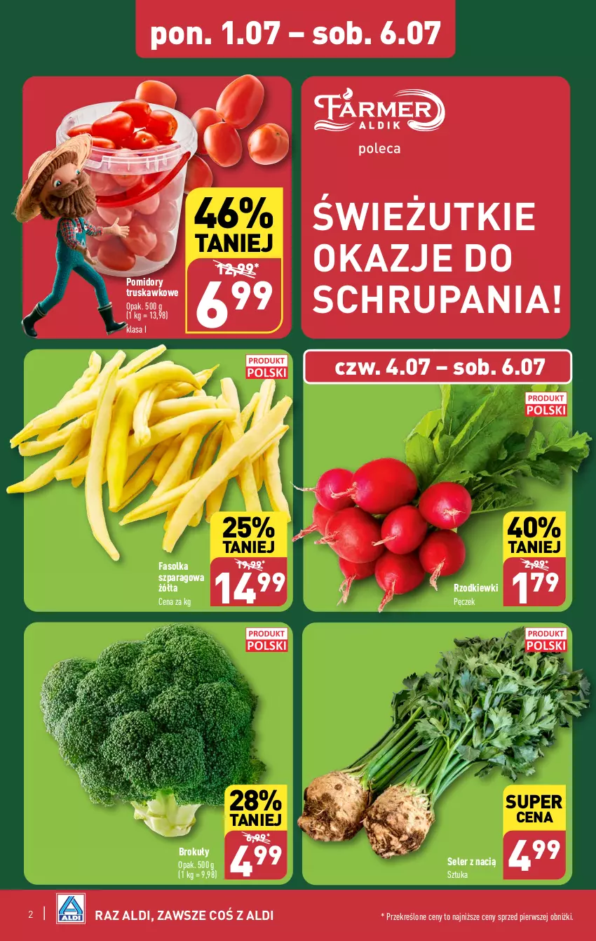Gazetka promocyjna Aldi - Pełna oferta - ważna 01.07 do 06.07.2024 - strona 2 - produkty: Brokuły, Fa, Pomidory