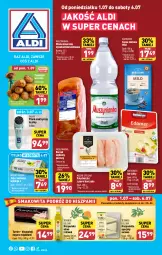 Gazetka promocyjna Aldi - Pełna oferta - Gazetka - ważna od 06.07 do 06.07.2024 - strona 1 - produkty: Kurczak, Sok, Ser, Mus, Smakowita, Hofburger, Jaja, Mięsne specjały, Kawa mielona, Kawa, Ziemniaki, Burger, Muszynianka, Pilnik, Boczek, Woda mineralna, Oliwa z oliwek, Woda, Jaja z wolnego wybiegu, Oliwa