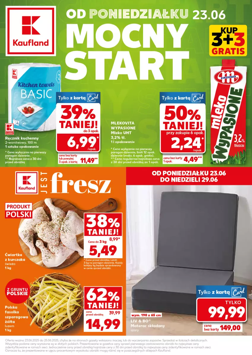 Gazetka promocyjna Kaufland - Mocny Start - ważna 23.06 do 25.06.2025 - strona 1 - produkty: Gra, Kurczak, Mleko, Olej, Ręcznik, Ręcznik kuchenny