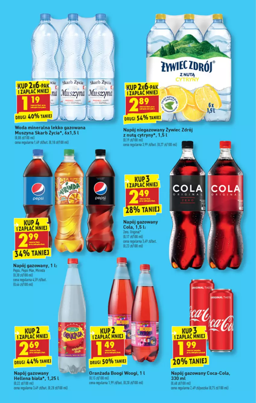 Gazetka promocyjna Biedronka - W tym tygodniu PN - ważna 19.04 do 25.04.2021 - strona 41 - produkty: Coca-Cola, Cytryny, Gala, Gin, Hellena, Mirinda, Mus, Napój, Napój gazowany, Napój niegazowany, Oranżada, Pepsi, Szyna, Woda, Woda mineralna