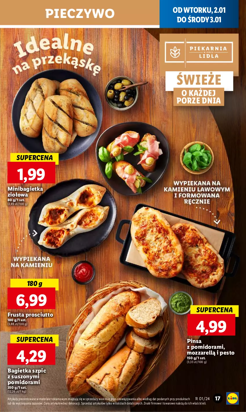 Gazetka promocyjna Lidl - GAZETKA - ważna 02.01 do 03.01.2024 - strona 17 - produkty: Bagietka, Pesto, Piec, Pieczywo, Por, Prosciutto, Rust, Szpic