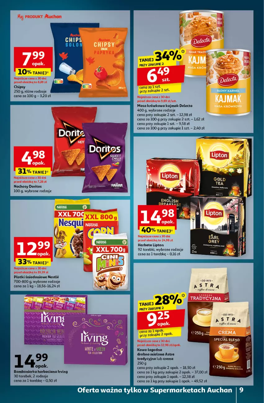 Gazetka promocyjna Auchan - Pewność Niskich Cen Supermarket - ważna 21.11 do 27.11.2024 - strona 11 - produkty: Chipsy, Danio, Delecta, Herbata, Irving, Kawa, Lipton, Masa krówkowa