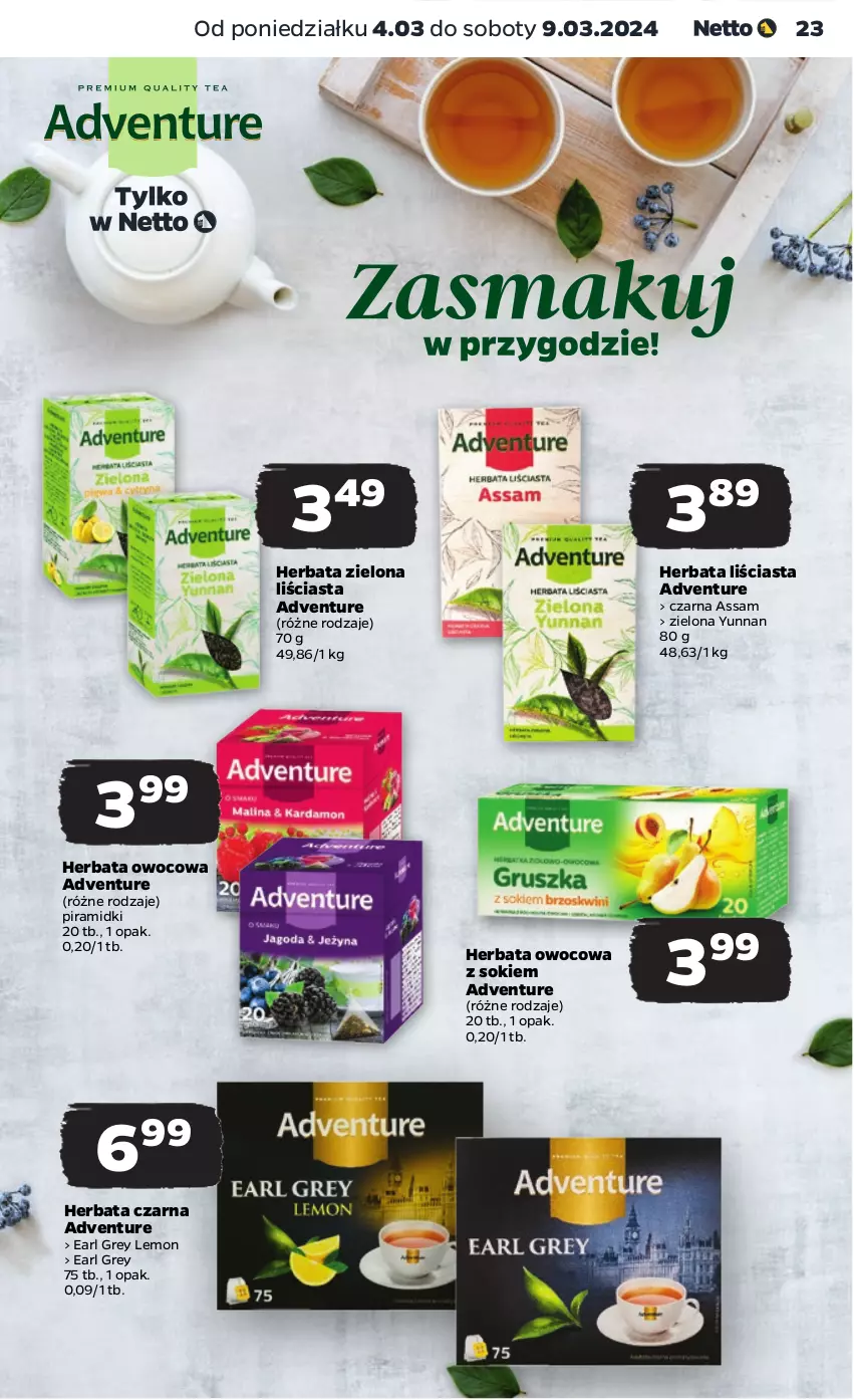 Gazetka promocyjna Netto - Artykuły spożywcze - ważna 04.03 do 09.03.2024 - strona 23 - produkty: Earl Grey, Herbata, Herbata czarna, Herbata owocowa, Sok