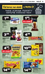 Gazetka promocyjna Netto - Artykuły spożywcze - Gazetka - ważna od 09.03 do 09.03.2024 - strona 19 - produkty: Ciastka, Jogurt, Kawa, Tera, Twix, Czekolada, Baton, Knoppers, E. Wedel, Haribo, Kokos