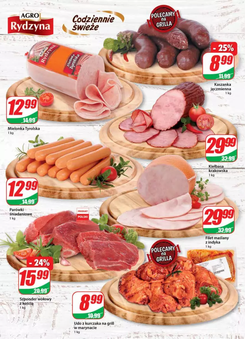 Gazetka promocyjna Dino - Gazetka - ważna 02.06 do 08.06.2021 - strona 10 - produkty: Danio, Grill, Kasza, Kaszanka, Kurczak, Mielonka tyrolska, Parówki, Szponder wołowy, Udo z kurczaka