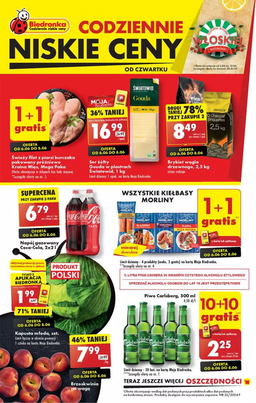 Gazetka promocyjna Biedronka - od Czwartku - ważna 06.06 do 12.06.2024 - strona 1 - produkty: Carlsberg, Coca-Cola, Gra, Kret, LG, Morliny, Napój, Napój gazowany, Regał, Ser, Tera, Tran