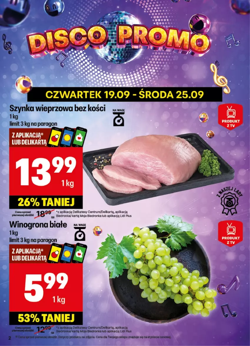 Gazetka promocyjna Delikatesy Centrum - NOWA GAZETKA Delikatesy Centrum od 23 września! 23-29.09.2024 - ważna 23.09 do 29.09.2024 - strona 2 - produkty: Rum, Szynka, Szynka wieprzowa, Wino, Winogrona