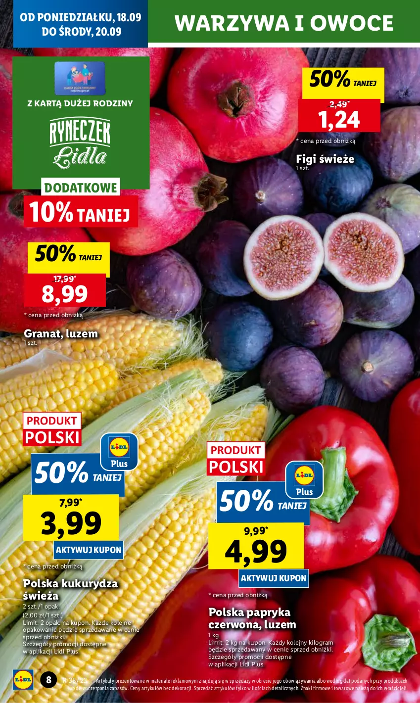 Gazetka promocyjna Lidl - GAZETKA - ważna 18.09 do 20.09.2023 - strona 14 - produkty: Chleb, Figi, Gra, Granat, Kukurydza, Olej, Owoce, Papryka, Papryka czerwona, Ser, Warzywa, Warzywa i owoce