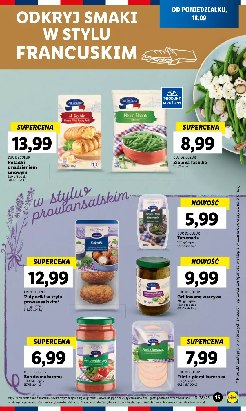 Gazetka promocyjna Lidl - GAZETKA - ważna 18.09 do 20.09.2023 - strona 25 - produkty: Fa, Filet z piersi kurczaka, Grill, Kurczak, Makaron, Ser, Sos, Sos do makaronu, Warzywa