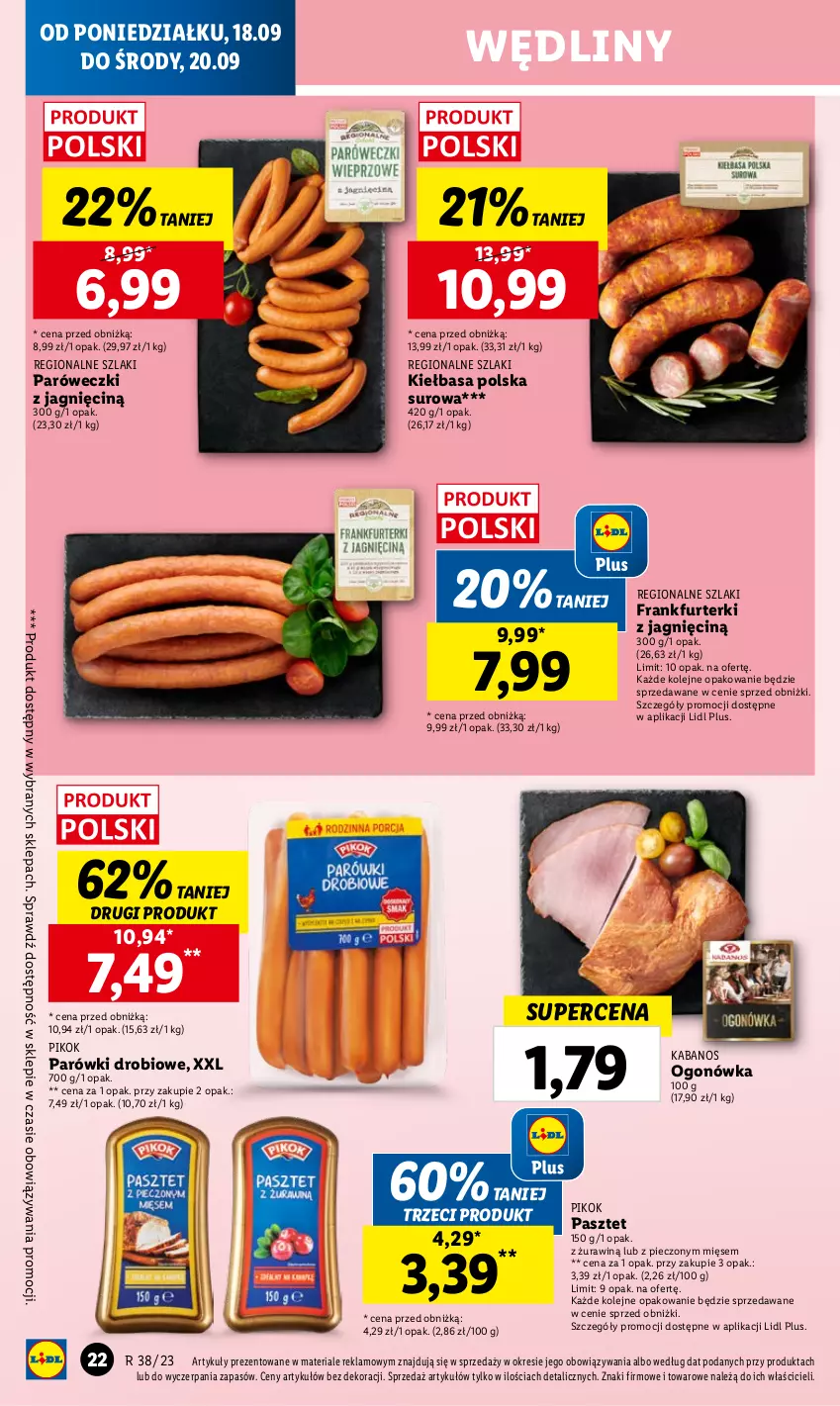 Gazetka promocyjna Lidl - GAZETKA - ważna 18.09 do 20.09.2023 - strona 30 - produkty: Frankfurterki, Kabanos, Kiełbasa, Ogonówka, Olej, Parówki, Pasztet, Piec, PIKOK